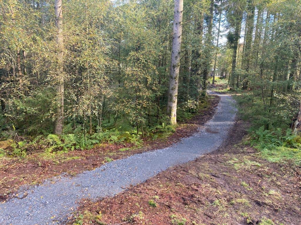 Path through woods at Landal Barnsoul